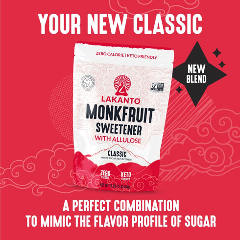 3 LB Lakanto Classic Monk Fruit Sweetener With Allulose, White Sugar Substitute From Monk Fruit Extract for Baking