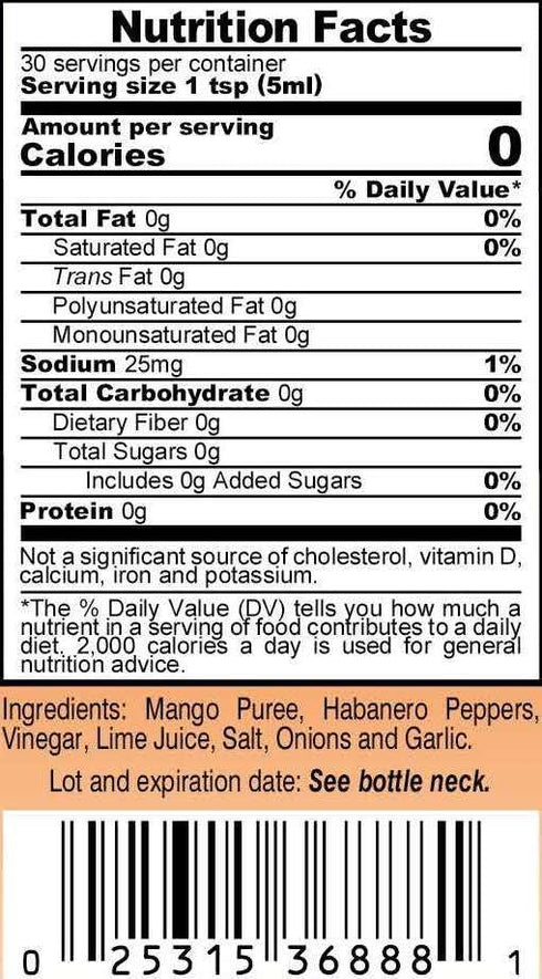 5 (Pack 2) Marie Sharp's Smoked and Pure Mango Habanero Pepper Sauce Ounce Combo