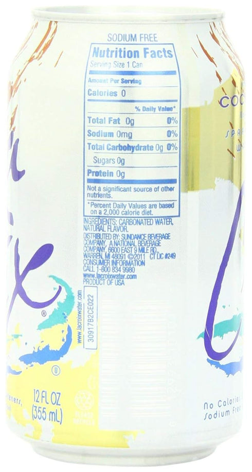 12 Oz (pack 8) LaCroix Sparkling Water, Coconut, Fl
