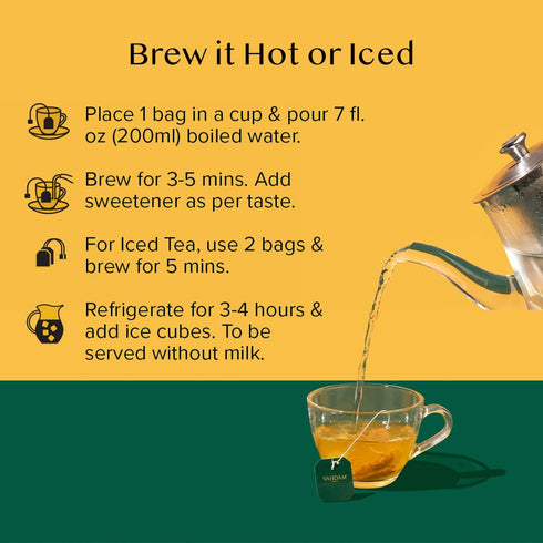 VAHDAM Organic Turmeric Ginger Herbal Tea Bags (18 Count) Caffeine Free, Eco-Friendly Individually Wrapped