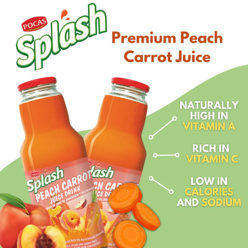 Pocas 750ml, 4 Pack SPLASH Peach Carrot Juice Drink