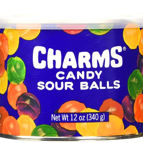 Charms Sour Balls, 12oz Resealable Can, The Hampton Candy Company
