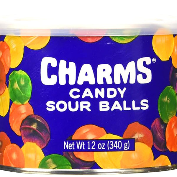 Charms Sour Balls, 12oz Resealable Can, The Hampton Candy Company