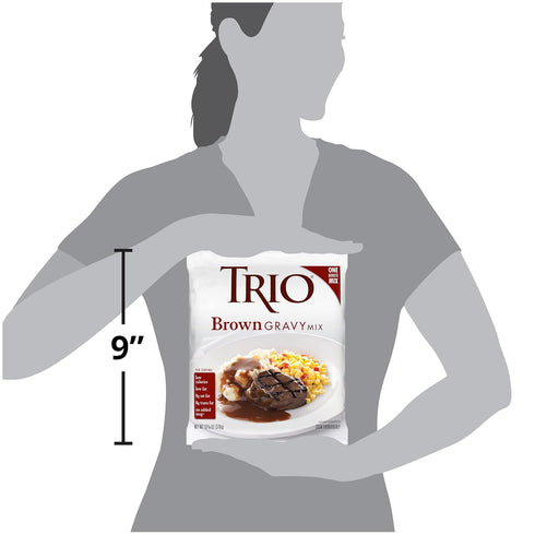 Trio Gravy Mix, Brown Gravy, Dehydrated, Just Add Water, Holiday Roasts, 13.37 oz Bag.