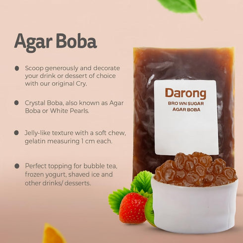 (1, 4.4 Darong Bubble Tea Toppings Crystal Agar & Coconut Jelly Varieties, Ready to Serve, Vegan, Gluten-Free pounds