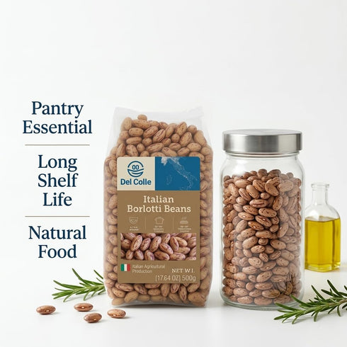 Del Colle (Pack 1) Italian Borlotti Beans Dried Cranberry/Roman Beans, Premium Italian Dry Beans for Cooking, Perfect