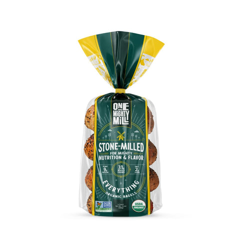 4 count 12oz. One Mighty Mill Whole Wheat Everything Bagels |
