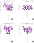 24 Pcs Glitter Cupcake Toppers for Celebrating 21st Birthday Party Decorations (Purple Glitter)