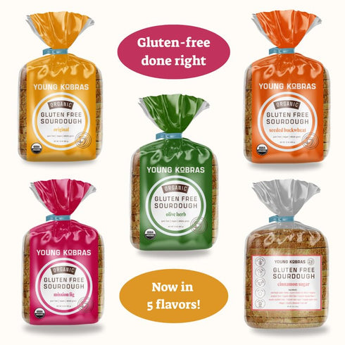 22oz (2-pack) Young Kobras Organic, Gluten-Free Seeded Buckwheat Sourdough Bread - Allergen Friendly, Vegan, Gum-Free