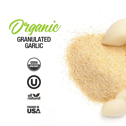 The Spice Lab Organic Garlic Powder Granulated, Gluten Free Dried Garlic in 2.6 oz French Jar