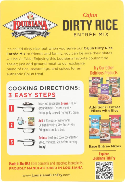 8.0 oz Louisiana Fish Fry Dirty Rice Entree Mix box