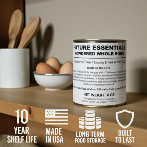 #2.5 (8 oz) 18 Powdered Whole Eggs for Cooking & Baking | Long-Lasting Pantry Staple for Camping, Hiking & Emergency