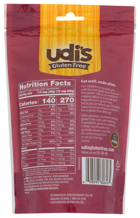 Udis Gluten-Free Cranberry Granola Bag