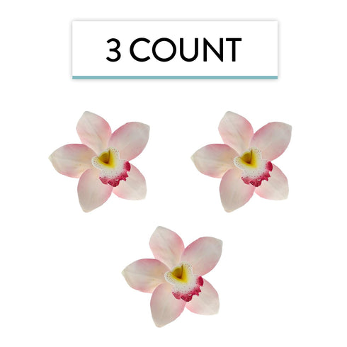 3 Count Global Sugar Art Cymbidium Orchid Sugar Cake Flowers, Pink, by Chef Alan Tetreault