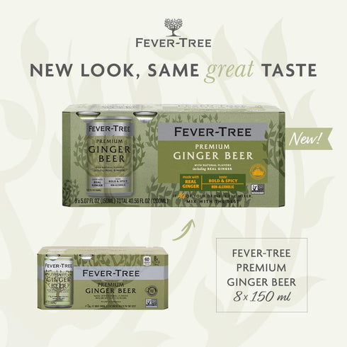 Fever Tree Ginger Beer - Premium Quality Mixer, Refreshing Beverage for Cocktails & Mocktails, 150 ML Cans (Pack of 24)
