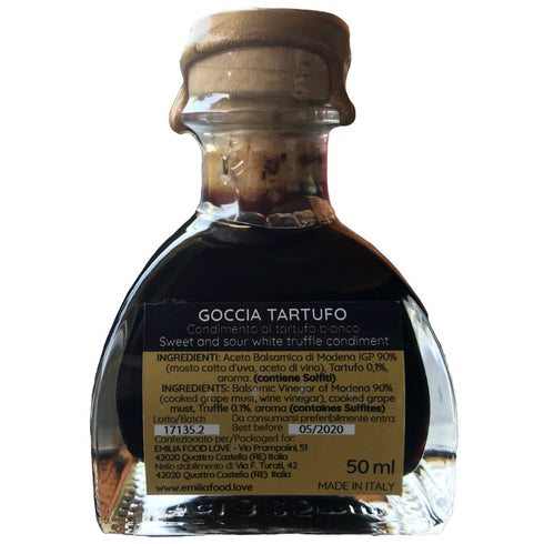 100% 3.4 OZ 100 ML GOCCIA TARTUFO Balsamic White Truffle Dressing - Vinegar Made in Italy - EMILIA FOOD LOVE Selected
