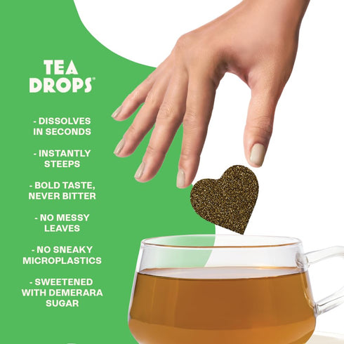 Set 10 Tea Drops Lightly Sweetened Organic Tea Bulk Box | Sweet Peppermint | Caffeine Free | Iced or Hot Herbal Tea