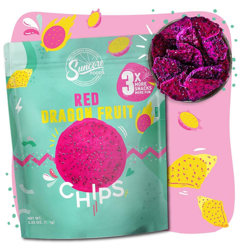 Suncore Foods Red Dragon Fruit Chips & Snacks, Gluten Free, Non-GMO, 5.32oz (1 Pack)
