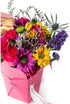 Pretty In Pink Fresh Cut Live Flowers Arranged in a Takeout Container with your Personal Message Tucked Inside a