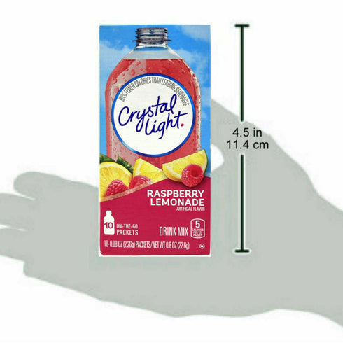 10-Packet (Pack 15) Crystal Light On The Go Raspberry Lemonade Drink Mix, Box