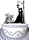 Meijiafei Groom and Bride Wedding Cake Topper Silhouette, Cursive Love You More