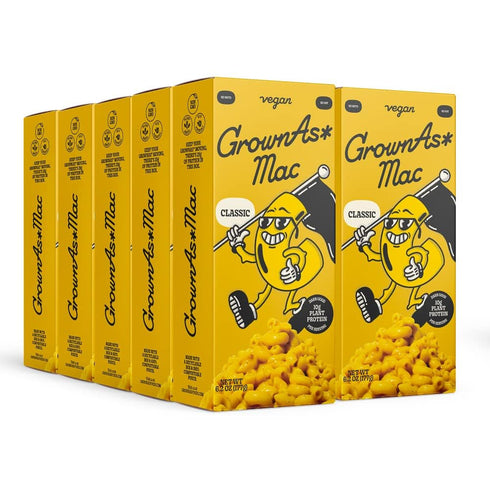 GrownAs Vegan Mac & Cheese, 10 Pack, 25g of Protein per Pack