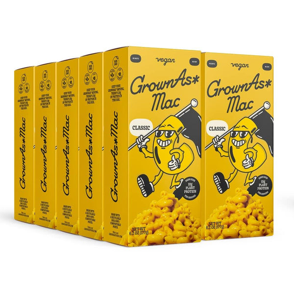 GrownAs Vegan Mac & Cheese, 10 Pack, 25g of Protein per Pack