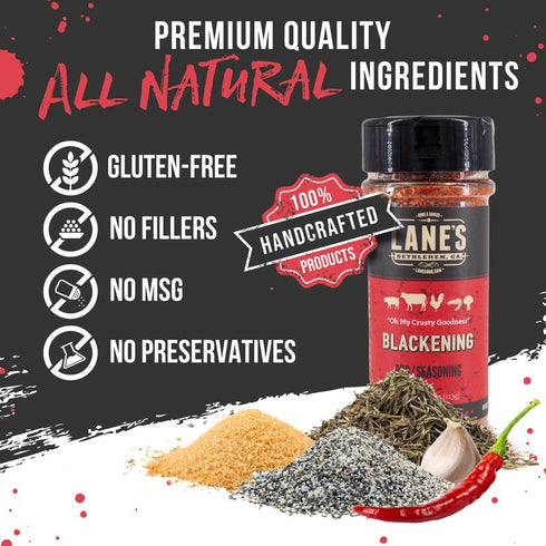 Lane's Blackened Seasoning Spice - All-Natural Blackened Fish Seasoning for Pork, Beef & Seafood, 4.6 Oz