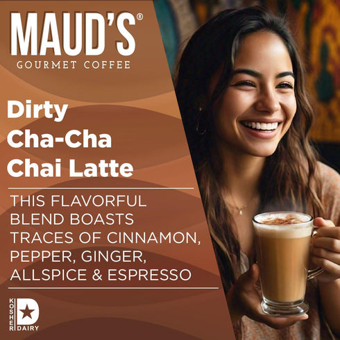 Maud's Espresso Chai Tea Pods Single Serve, 18ct | Dirty Cha-Cha Chai Tea Latte K Cups | 100% California Blended Tea