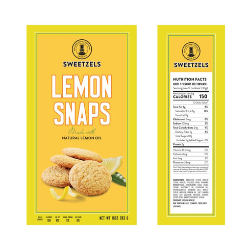 Sweetzel 10 Oz. (2 Pack) s Zesty Lemon Snaps with Real Lemon Oil