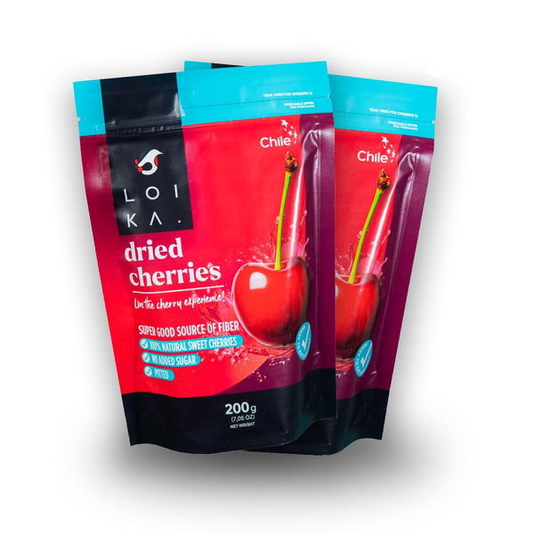 Loika - Dried Sweet Pitted Cherries 7.05 oz 2-Pack No Added Sugar,
