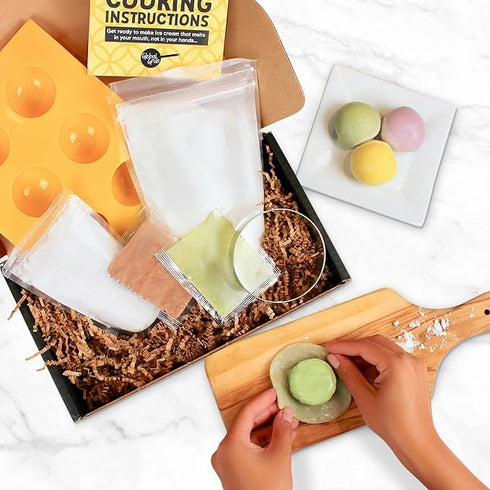 32 Global Grub Original DIY Mochi Ice Cream Kit - Kit Includes Sweet Rice Flour, Potato Starch, Matcha Powder, Cocoa