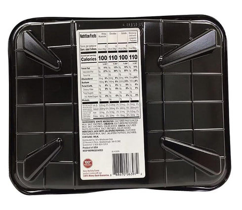 Generic 32 oz 2 lb Cheese Sampler is a pre-sliced platter of four different types of cheese for snacking, making