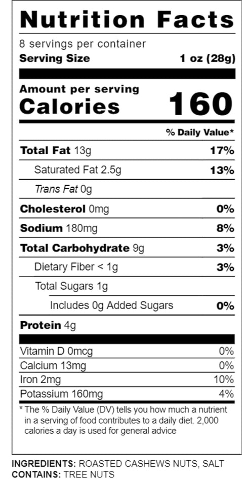4oz Jumbo Whole Roasted Salted Cashews Nuts
