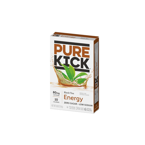 Pack 3 6 18 Pure Kick Black Tea Energy - of - Powdered Drink Mix - Low Calorie - Zero Sugar - Sticks Per Box - Servings