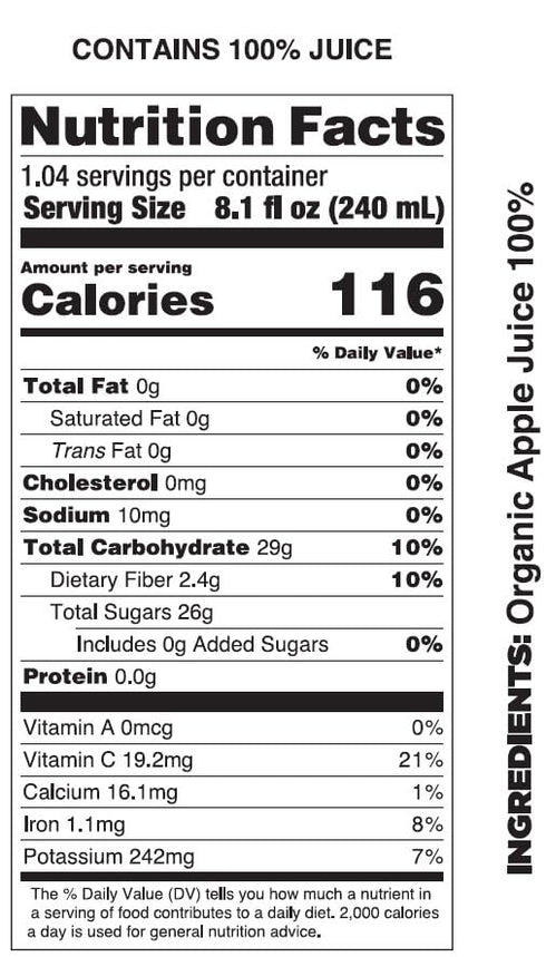 (Pack 12), 8.4 Oz Pomona Organic Apple Juice of Cold Pressed USDA Organic Juices, Apples And Lemon Juice, No Added