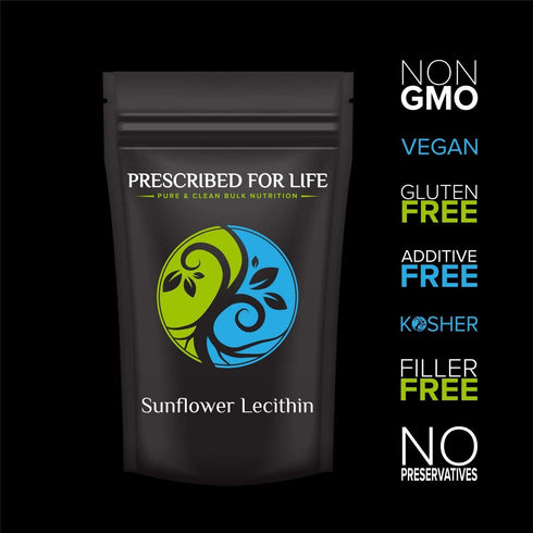 Prescribed For Life Sunflower Lecithin Powder, 4oz - Unbleached, Gluten Free, Vegan, Non GMO