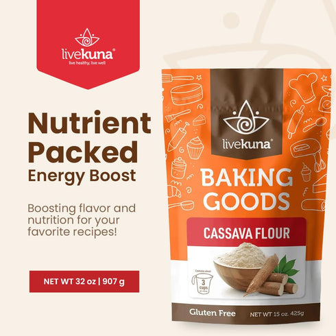LiveKuna - Cassava Flour, Cassava Root Baking Flour, Gluten-free Flour, Alternative to All Purpose Flour, Spelt Flour