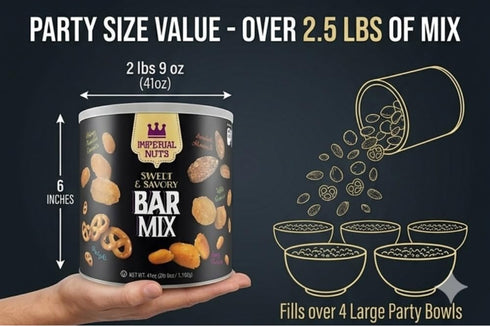 Imperial Nuts Sweet & Savory Bar Mix - Featuring Smoked Almonds, Pretzels, Toffee Peanuts, Spicy Peanuts, Honey Roasted