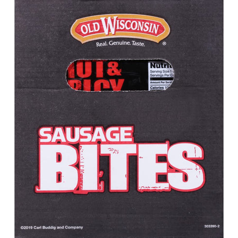 4 Package Old Wisconsin Hot & Spicy Sausage Snack Bites, Naturally Smoked, Ready to Eat, High Protein, Low Carb, Keto