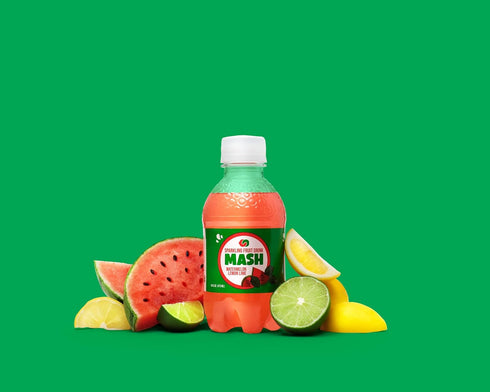 12 Count Boylan Bottling MASH Great Tasting Watermelon Lemon Lime Lightly Carbonated Fruit Drink - Low Calorie & No