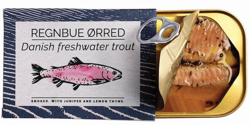 Fangst Regnbue Orred | Tinned Smoked Freshwater Trout with Juniper and Lemon