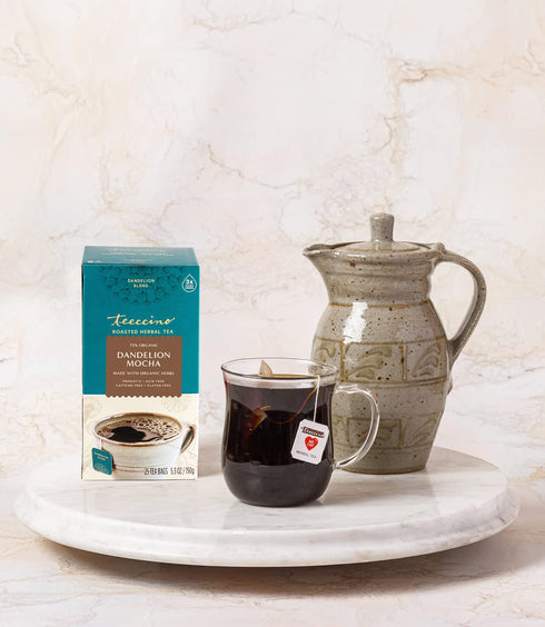 Teeccino Dandelion Herbal Tea - Mocha - Caffeine Free, Gluten Free, 25 Tea Bags