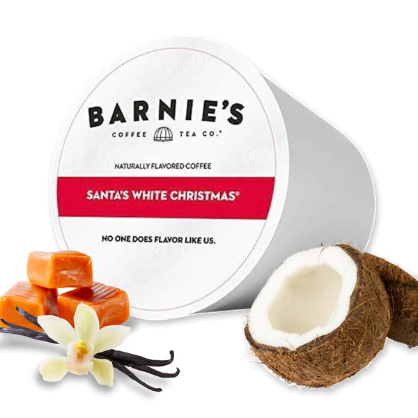 Barnie's Coffee Santa's White Christmas Single Serve Coffee Pods with Coconut, Vanilla,
