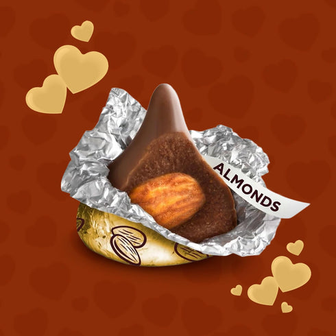 Buha Sweets 1lb Gold Foil Almond Milk Chocolate Kisses- St. Patricks Day Individually Wrapped Almond-Filled Chocolates