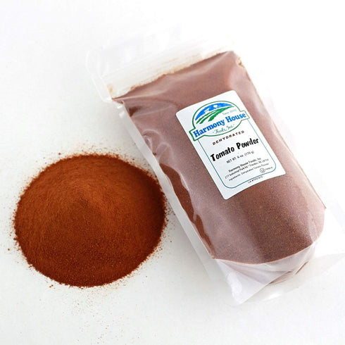 6 oz Premium Dehydrated Tomato Powder, Size Pouch - From Harvest Red Tomatoes by Harmony House Foods