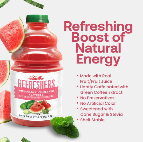 (46 oz Dr. Smoothie Refreshers Watermelon Cucumber Mint Made with Real Fruit Juice Drink Concentrate, No Artificial