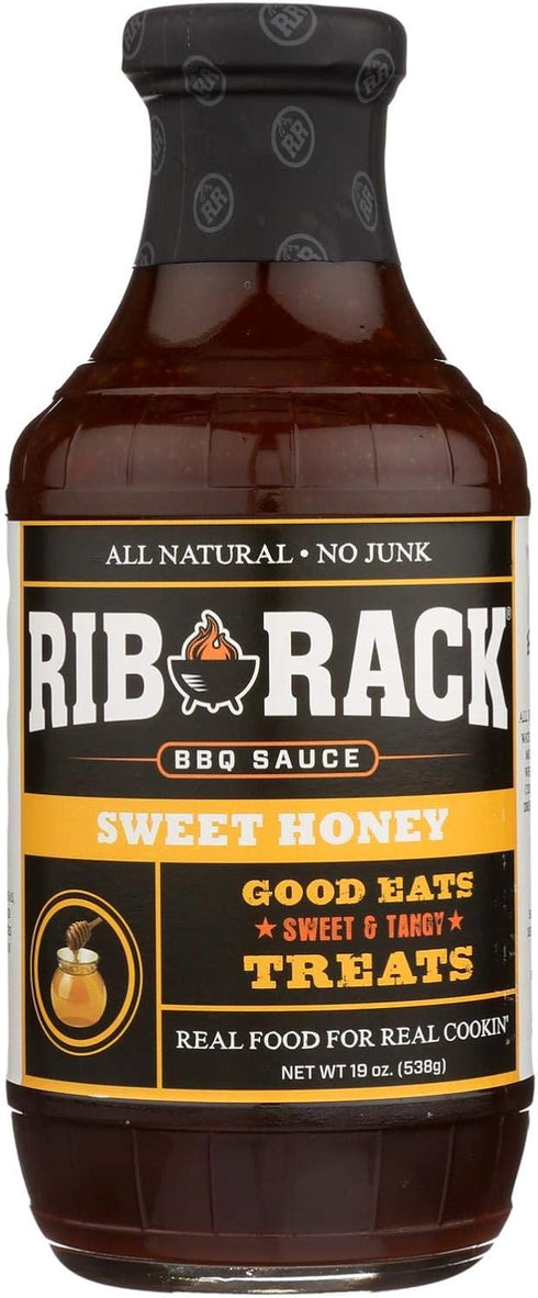 Rib Rack Sweet Honey BBQ Sauce, 19 Ounce (Pack of 6)