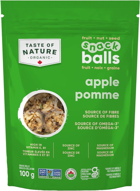 100g (Pack 6) Taste of Nature Nut & Seed Snack Balls - All Organic, Gluten-Free & Non-GMO - Vegan-Friendly Nutritious