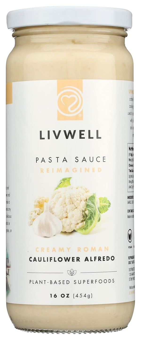 LIVWELL Creamy Roman Cauliflower Alfredo Pasta Sauce, 16 OZ